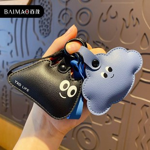 2024年新款皮质黑色猫咪钥匙扣女生书包挂件公仔小饰品钥匙链女款