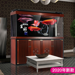 2021款 森森大型龙鱼缸超白水族箱免换水客厅落地家用玄关隔断鱼缸