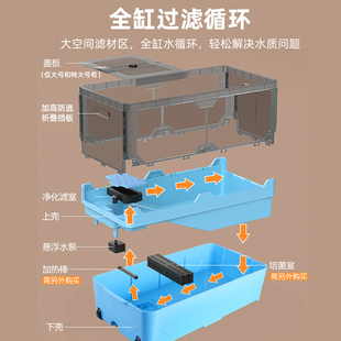 乌龟饲养缸乌龟缸龟缸专用缸饲养箱家用养龟龟箱网红小大鳄龟别墅