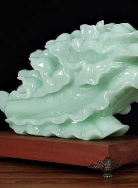 招财玉白菜摆件玉石工艺品新房乔迁开业礼品中式客厅古董架艺术品