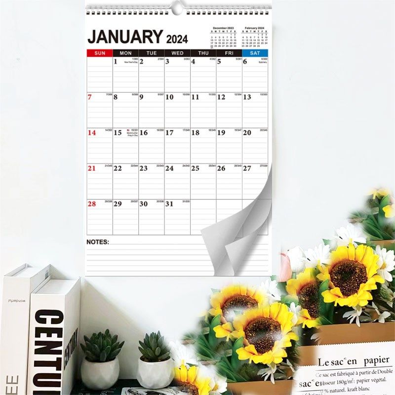 2024年英文挂历简约家用日历墙面装饰挂式自律打卡年历工作计划本,文具电教/文化用品/商务用品,台历,淘宝优惠券,粉丝福利购,淘宝优惠卷