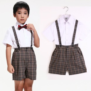 深圳小学生校服统一小学男生夏背带季礼服套装礼服短裤白衬衫校服