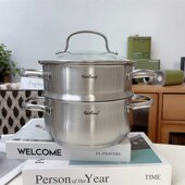 菲仕朗18 煲汤煮面蒸馒头辅食锅 10不锈钢加厚迷你双层小蒸锅套装