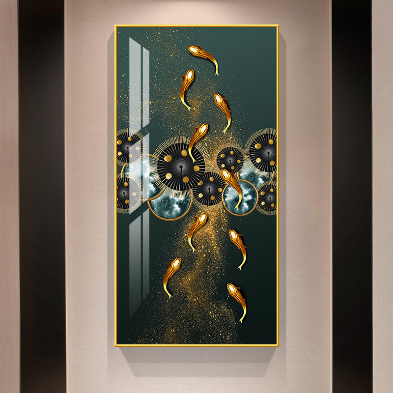 九鱼图入户玄关装饰画竖版九龙鱼挂画玄幻壁画过道走廊画,家居饰品,现代装饰画,淘宝优惠券,粉丝福利购,淘宝优惠卷