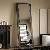 中古波浪全身镜穿衣镜落地镜挂墙诧寂风格 古典大镜子家用试衣镜子