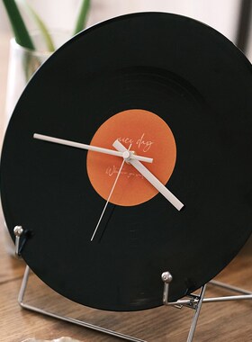 Nice Day落日唱片钟装饰复古黑胶唱片客厅挂墙时钟摆件个性时尚表