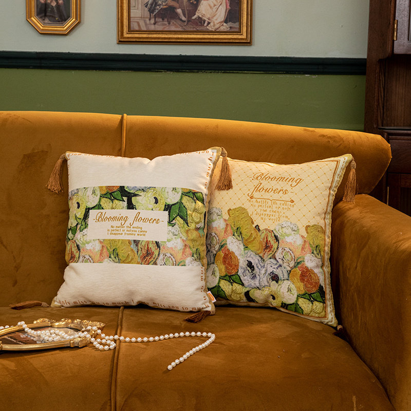 艺术油画风抱枕高档雪尼尔沙发靠枕家用方形枕套民宿床头靠枕靠垫,居家布艺,靠垫/抱枕,淘宝优惠券,粉丝福利购,淘宝优惠卷