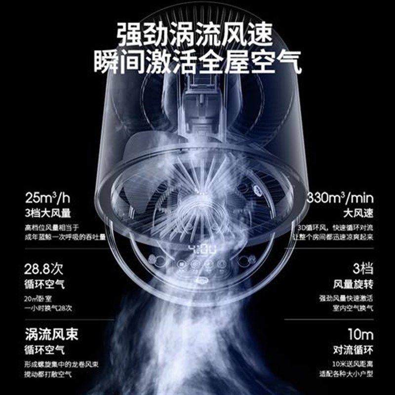 涡轮空气循环扇家用节能大风力户外便携式桌面静音遥控立式电风扇,生活电器,空气循环扇,淘宝优惠券,粉丝福利购,淘宝优惠卷