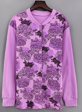 大红色中老年开衫秋衣女士纯棉加肥大码棉毛衫秋冬季全棉老人上衣