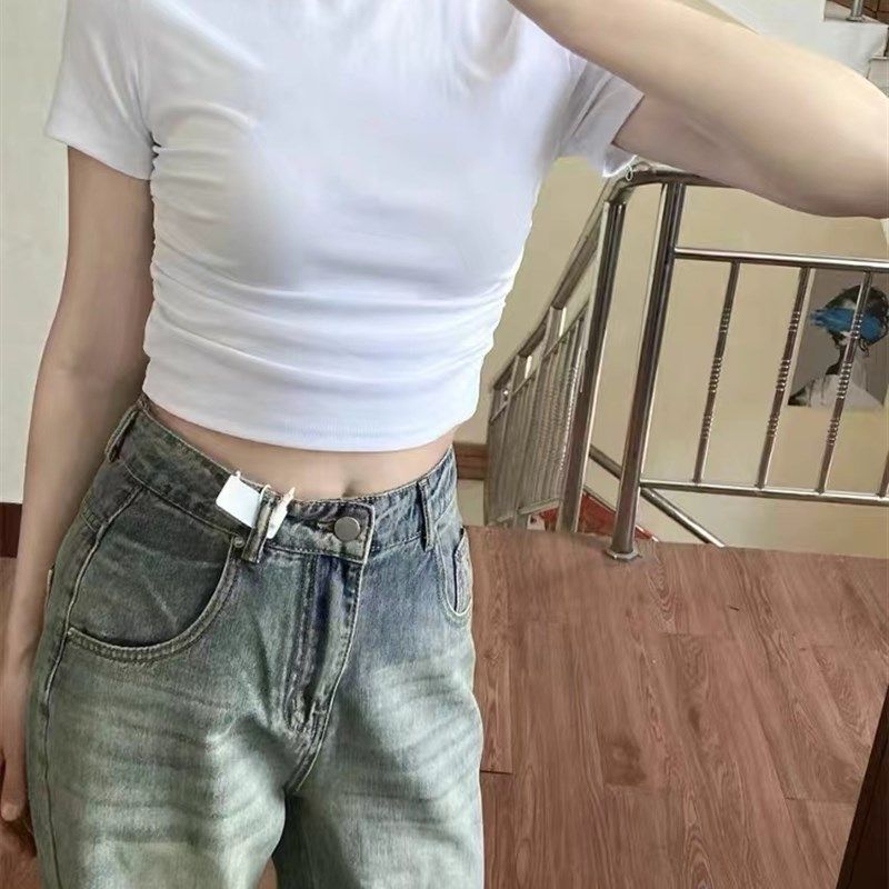 蓝色水洗做旧直筒牛仔裤女春秋梨形身材高腰显瘦宽松阔腿毛边裤子,女装/女士精品,卫裤,淘宝优惠券,粉丝福利购,淘宝优惠卷