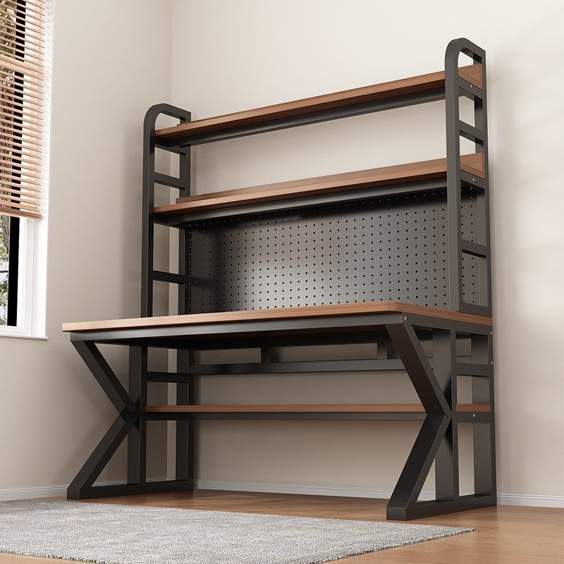 电脑桌台式家用学生学习写字桌洞洞板书桌书架一体桌实木办公桌子,住宅家具,电脑桌,淘宝优惠券,粉丝福利购,淘宝优惠卷