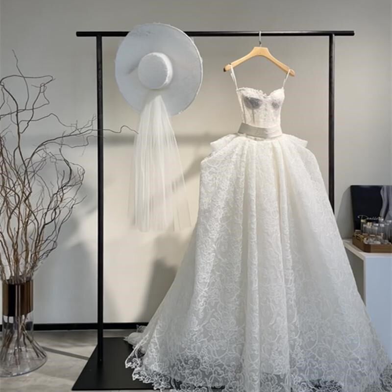 黑色落地婚纱展示架礼服架子汉服挂衣架中式秀禾陈列货架头纱挂杆