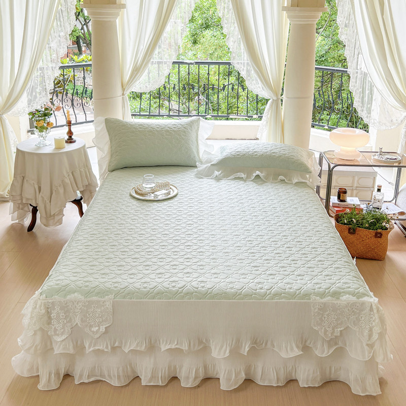 韩版夏季凉感乳胶席床裙款三件套冰丝凉席公主风花边高档空调软席,床上用品,乳胶席,淘宝优惠券,粉丝福利购,淘宝优惠卷