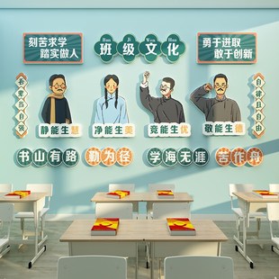 觉醒年代开新学期教室布置装饰班级文化墙学生激励志标语墙贴纸画