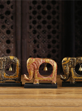 桌面小摆件泰国风格工艺品大象客厅电视柜木制装饰东南亚风情摆件