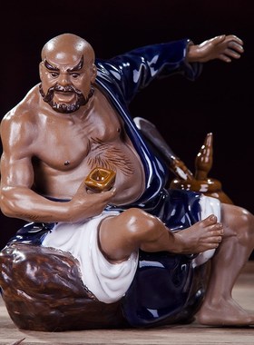 梁山水浒传人物摆件石湾公仔 酒柜 创意家居装饰陶瓷工艺品鲁智深