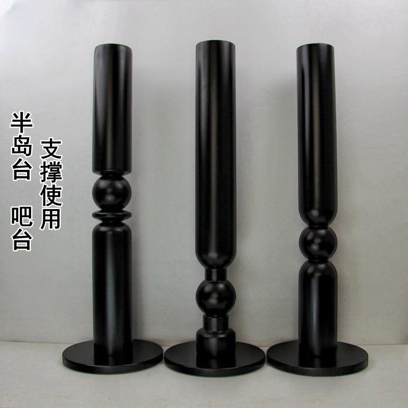 法式实木桌腿支撑吧台半岛台腿边几家具圆形脚中古风家用餐桌批发图片