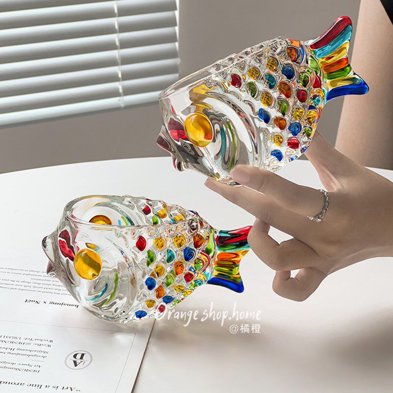 欧式创意鱼形透明玻璃花瓶家用客厅插花摆件高级感办公室装饰品