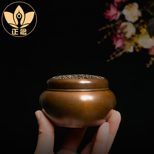 庆松堂苏工铜炉名家胡庆松制紫铜手炉复古手工炉家用熏香摆件