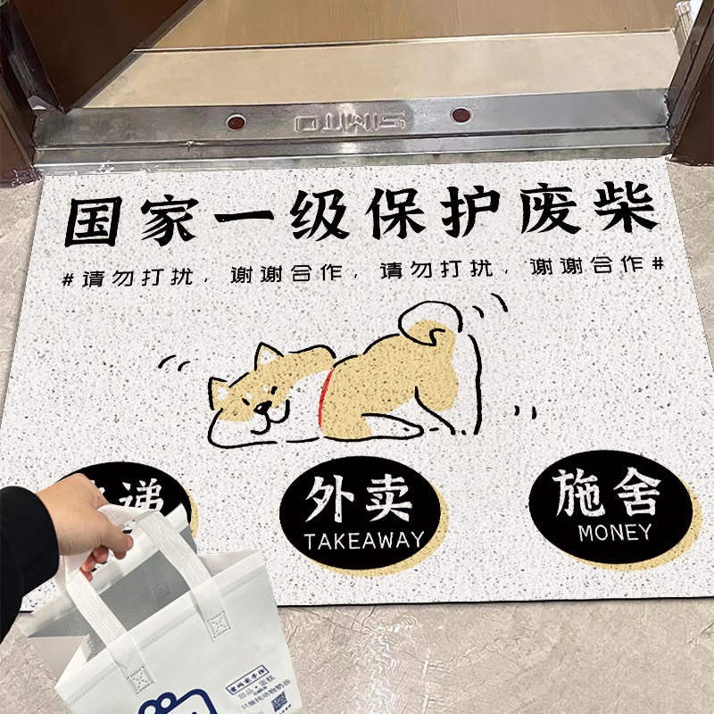 快递外送放门口地垫入户门垫趣味进门丝圈防滑门外耐脏免洗可裁剪