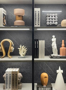 现代样板间家居软装饰品摆件玻璃树脂创意工艺品书房组合ZH3424