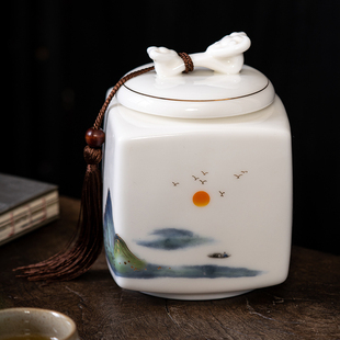 羊脂玉白瓷茶叶罐茶叶礼盒装空盒散茶包装罐密封罐红绿茶罐子高档