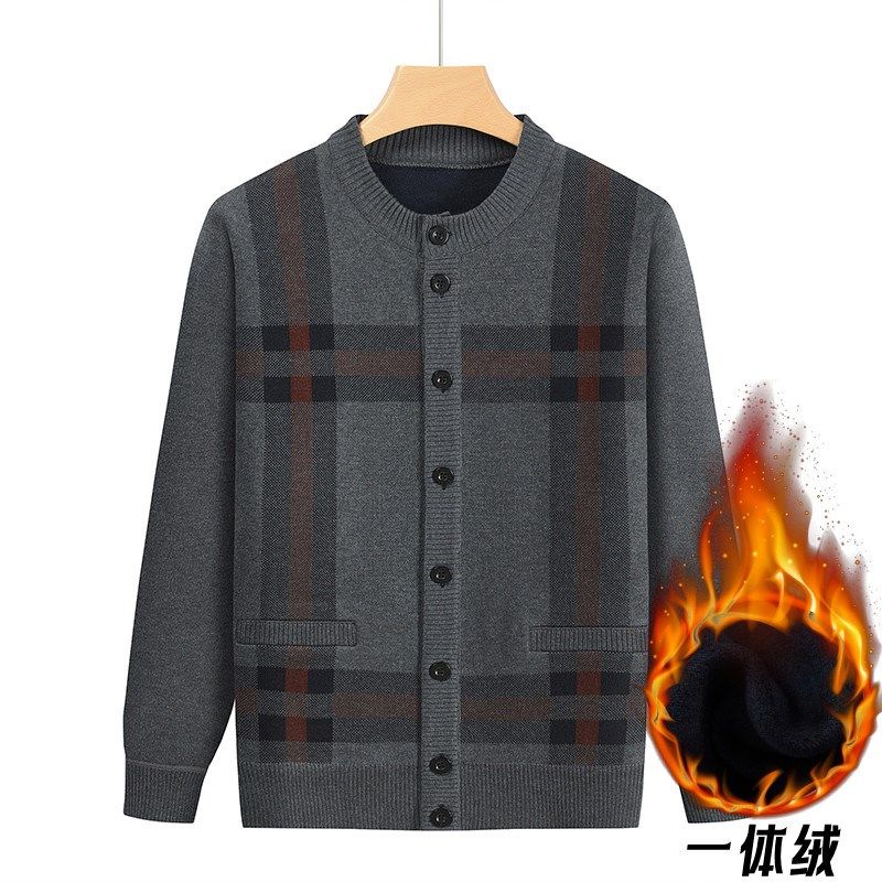 爷爷装毛衣男格子针织开衫老年爸爸大码老人外套加绒宽松秋冬男装,男装,中老年上装,淘宝优惠券,粉丝福利购,淘宝优惠卷