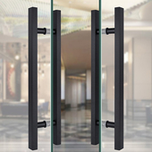 加厚不锈钢玻璃门把手拉手 烤漆黑色方管大门拉手推拉门把手 中式