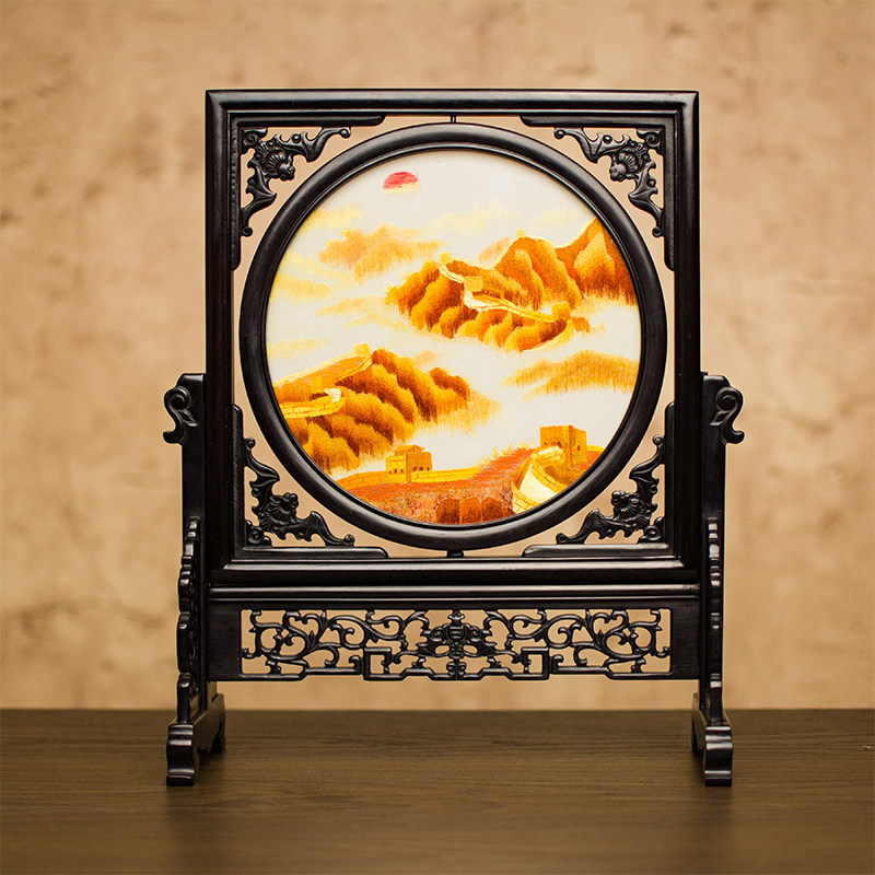 刺绣摆件成品中式双面绣台屏苏州绣美古典屏风饰品送领导长辈礼品