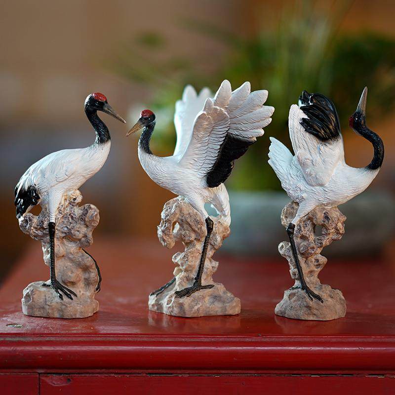 假山水景摆件仙鹤小白鹤丹顶鹤动物鱼缸鱼池微景观盆景造景装饰品,家居饰品,装饰摆件,淘宝优惠券,粉丝福利购,淘宝优惠卷