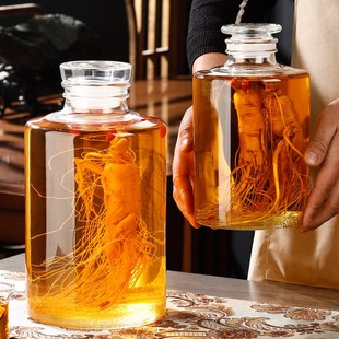 泡酒玻璃瓶家用高档人参专用酒瓶药酒罐密封加厚酒缸酒坛装酒容器