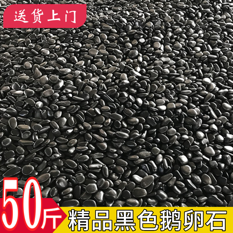 50斤装黑色鹅卵石庭院园林造景天然雨花石原石黑石庭铺路铺地石头