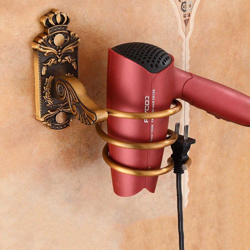 欧式复古风电吹风机架子家用酒店客厅墙上壁挂式牙刷杯漱口杯支架,家庭/个人清洁工具,吹风机置物架,淘宝优惠券,粉丝福利购,淘宝优惠卷
