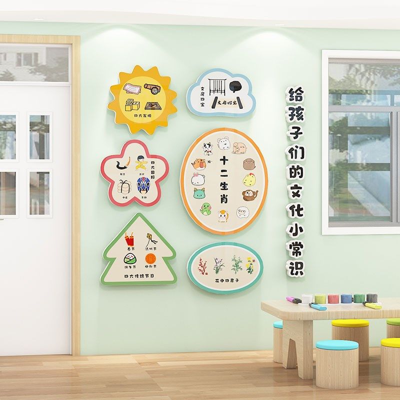 幼儿园环创材料用品3d立体走廊墙面装饰布置传统文化主题墙贴成品,家居饰品,文化墙贴,淘宝优惠券,粉丝福利购,淘宝优惠卷