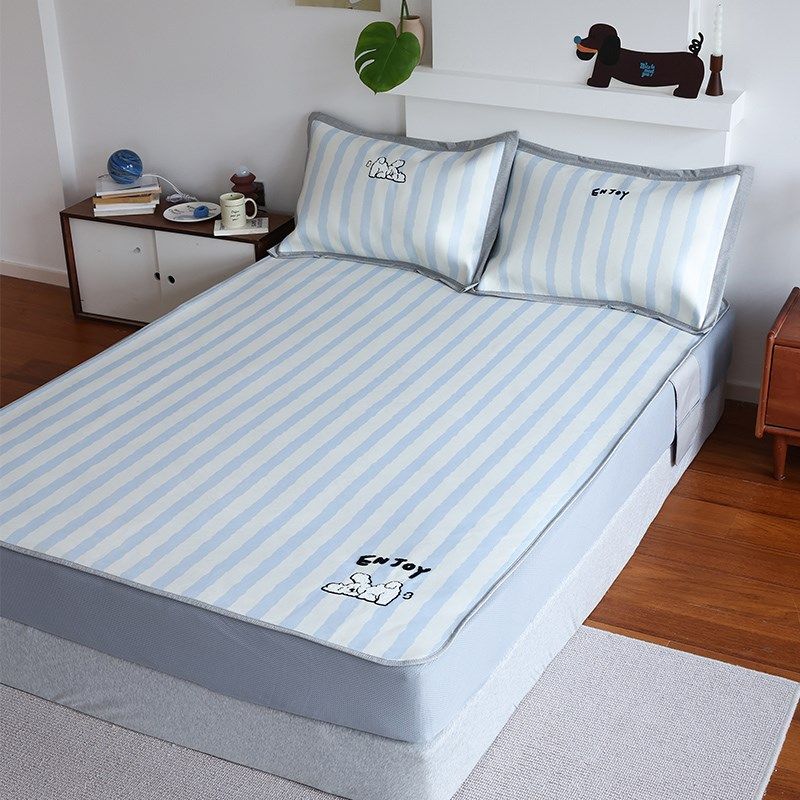 花时间生活夏季冰丝凉席卡通毛巾绣床笠空调软席凉爽透气床品席子,床上用品,冰丝席,淘宝优惠券,粉丝福利购,淘宝优惠卷