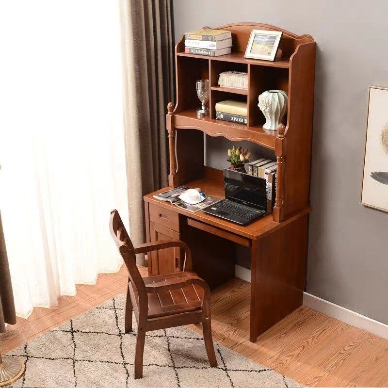 1米电脑书桌书架组合直角书桌实木学生家用学习桌一体简约写字台,住宅家具,电脑桌,淘宝优惠券,粉丝福利购,淘宝优惠卷