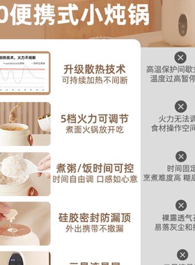 便携式小电炖锅家用宝宝辅食专用锅全自动迷你煲汤熬煮粥神器一人