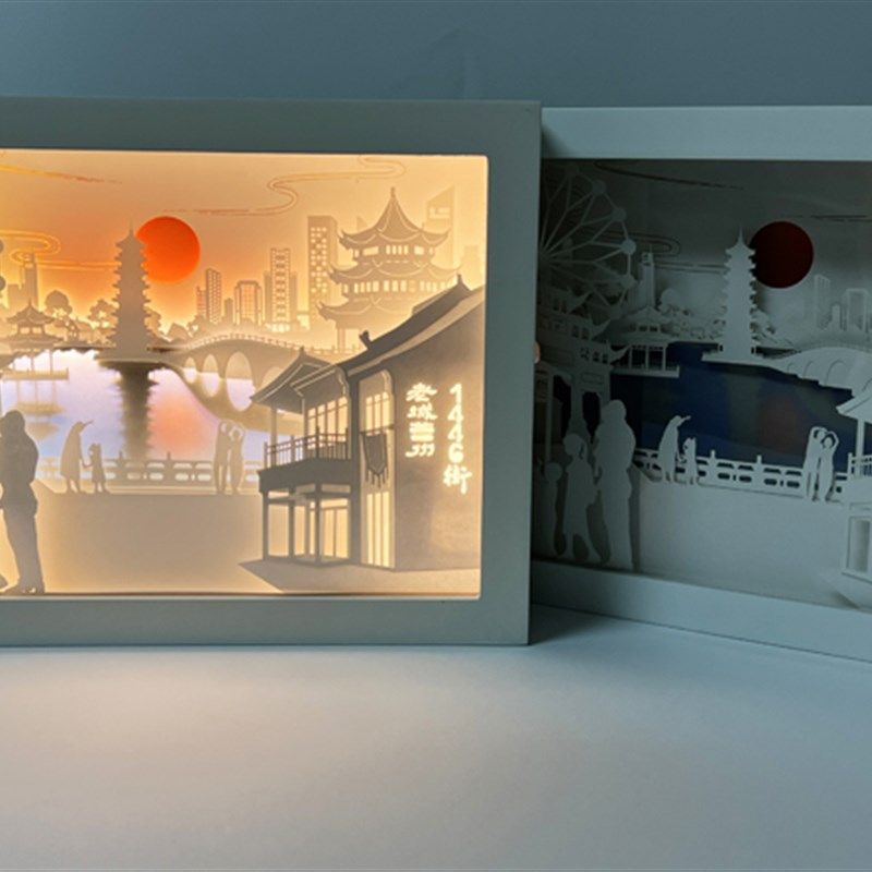 菏泽老城曹州非遗光影纸雕灯画生日礼物立体创意床头夜灯手工摆件,家居饰品,桌面摆件,淘宝优惠券,粉丝福利购,淘宝优惠卷
