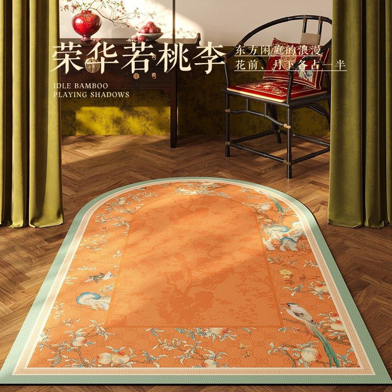 新中式国风入户地垫轻奢高级感门口皮革地垫进门防滑耐脏脚垫桃锦,居家布艺,入户地垫,淘宝优惠券,粉丝福利购,淘宝优惠卷