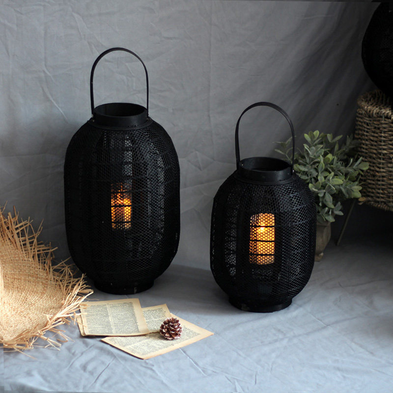 中式复古灯笼软装摆件民宿酒店店面庭院花园悬挂落地手工风灯烛台