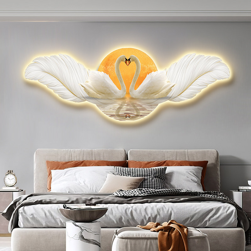 主卧室床头挂画led氛围灯发光画羽毛现代餐客厅沙发背景墙装饰画,家居饰品,氛围画/灯画,淘宝优惠券,粉丝福利购,淘宝优惠卷