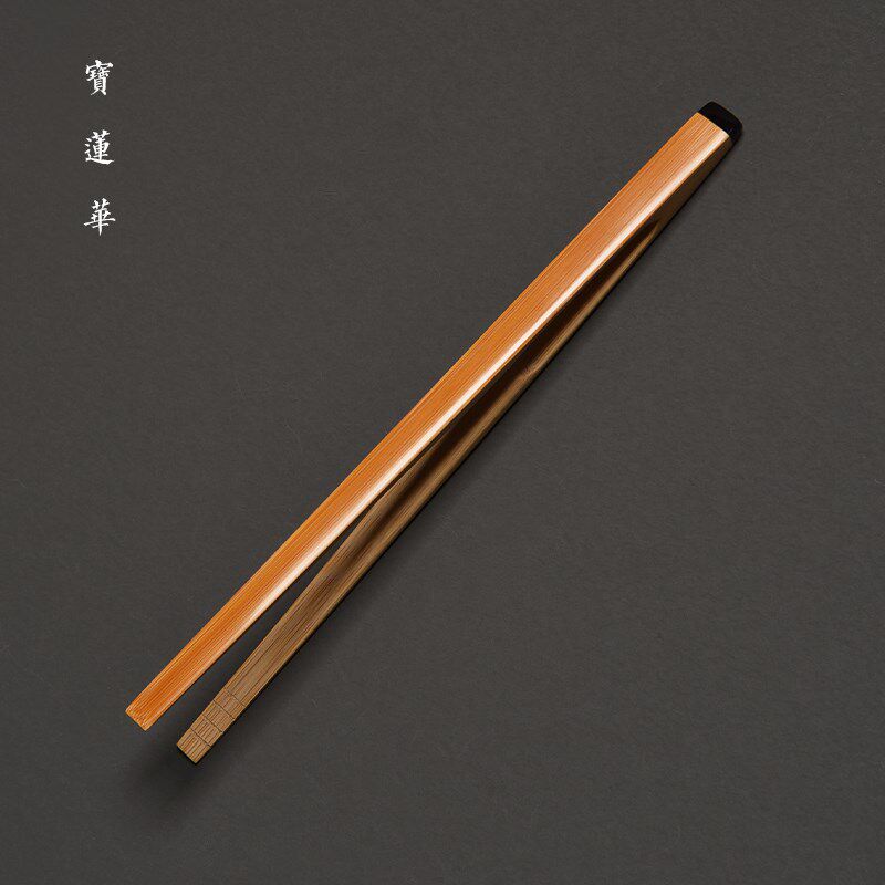 镶嵌仿岱头精磨玉竹茶夹 竹制茶杯夹子茶叶夹 竹夹六君子茶道配件