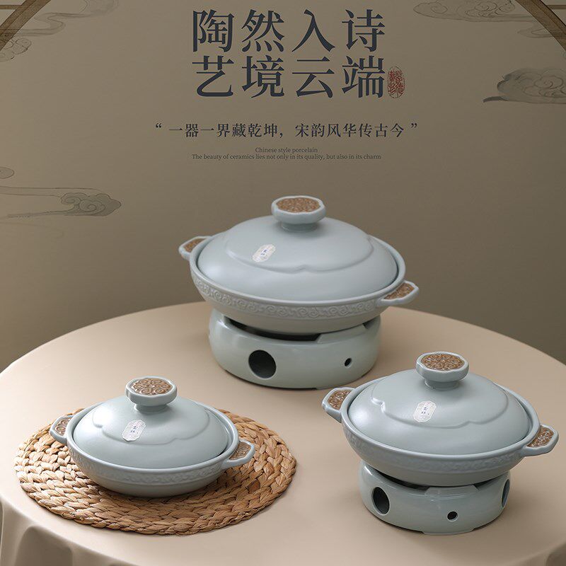 陶瓷砂锅炖汤煲国风家用燃气明火耐高温沙锅煲仔饭大容量商用石锅
