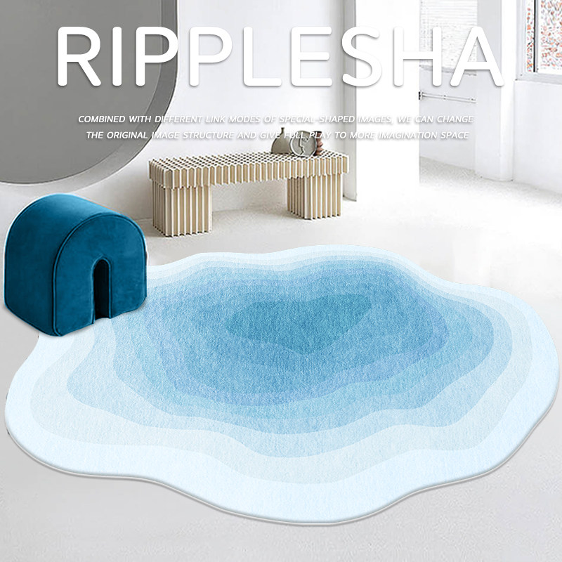 高端蓝色仿羊绒地毯客厅异形沙发茶几毯卧室床边撸猫感不规则地垫,居家布艺,地毯,淘宝优惠券,粉丝福利购,淘宝优惠卷