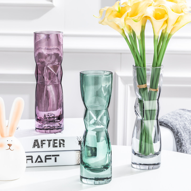 欧式单只花餐桌花瓶摆件小号玻璃透明装饰品客厅不规则彩色插花,家居饰品,花瓶,淘宝优惠券,粉丝福利购,淘宝优惠卷