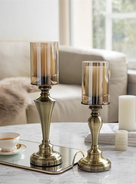 欧式家居饰品摆件样板房装饰金属烛台创意书房客厅复古装饰工艺品