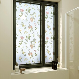 装万小清新田园窗户玻璃贴纸洗手间浴室推拉门静电磨砂玻璃膜定制