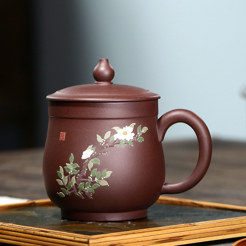 宜兴紫砂杯男士大容量茶杯纯手工泥绘龙蛋个人功夫茶杯办公女士款
