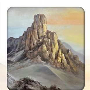 手绘新中式客厅装饰画山水抽象壁画沙发办公室背景墙挂画风景油画