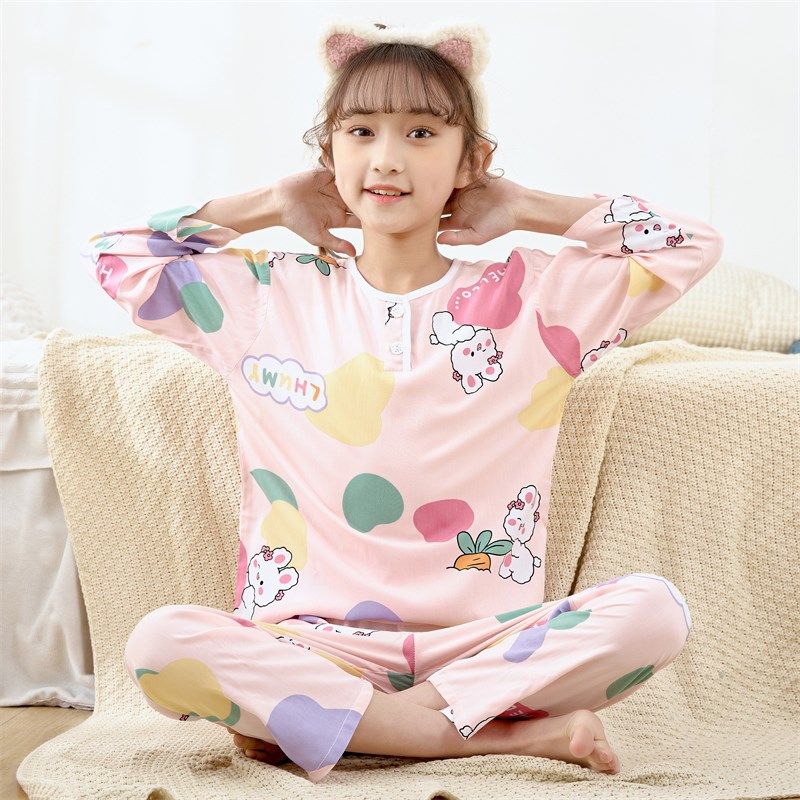 夏季儿童棉绸睡衣男童男孩薄款长袖空调服女童女孩宝宝家居服套装,童装/婴儿装/亲子装,家居服套装,淘宝优惠券,粉丝福利购,淘宝优惠卷